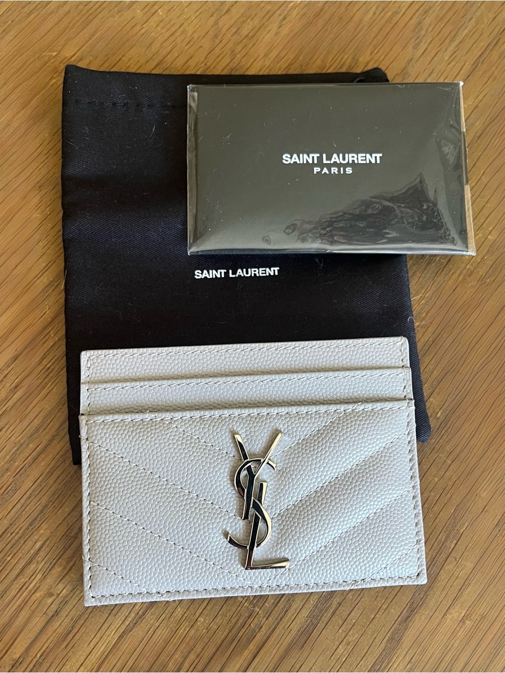NWT Saint Laurent YSL Cassandre Matelassé Leather Card Holder + Box
